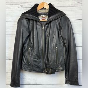 Women’s Black Harley-Davidson Leather Jacket XS Vintage 2007 Excellent Condition